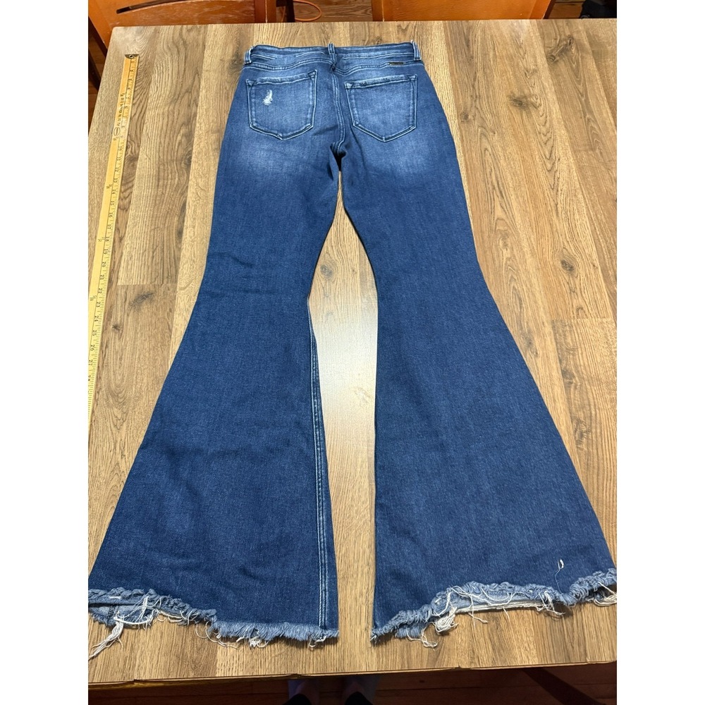 KanCan Jeans Women's Size 28 Blue Denim Flared Leg Distressed High Rise Pockets - Picture 13 of 14